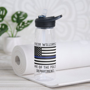 Personalized Police Officer Thin Blue Line  Water Bottle