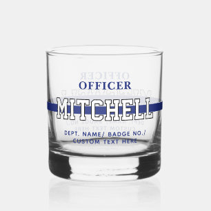 Personalized Police Officer Thin Blue Line Whiskey Glass