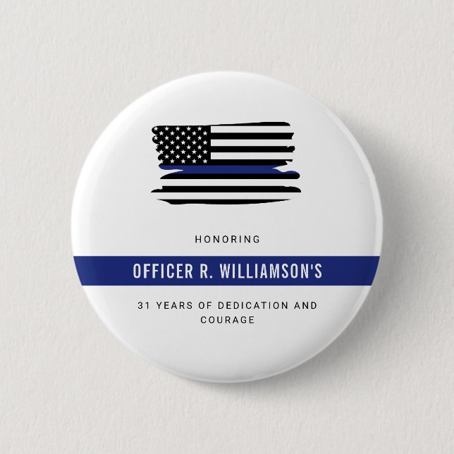 Personalized Police Retirement Celebration Button (Front)