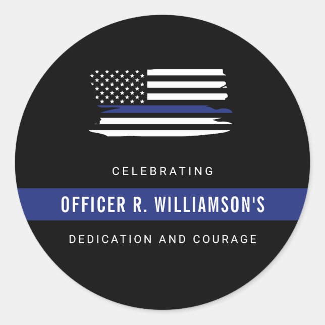 Personalized Police Retirement Celebration Classic Round Sticker (Front)