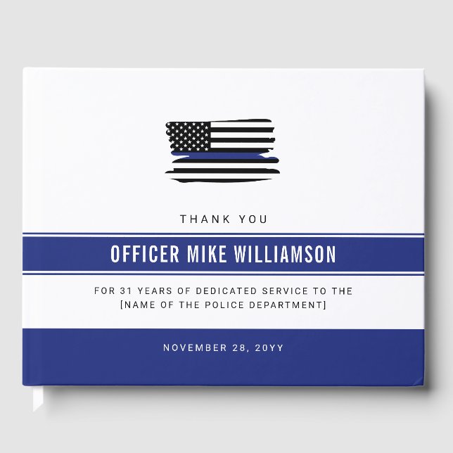 Personalized Police Retirement Celebration Guest Book (Front)