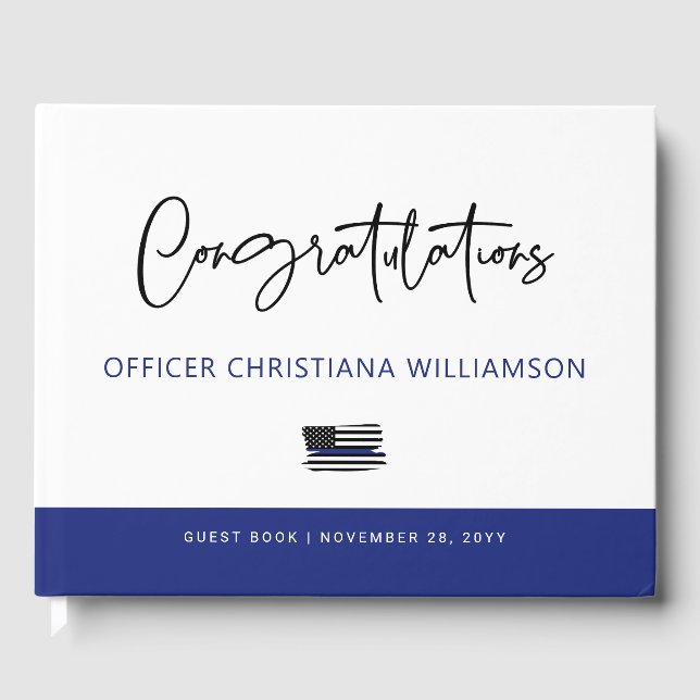 Personalized Police Retirement Celebration Guest Book (Front)