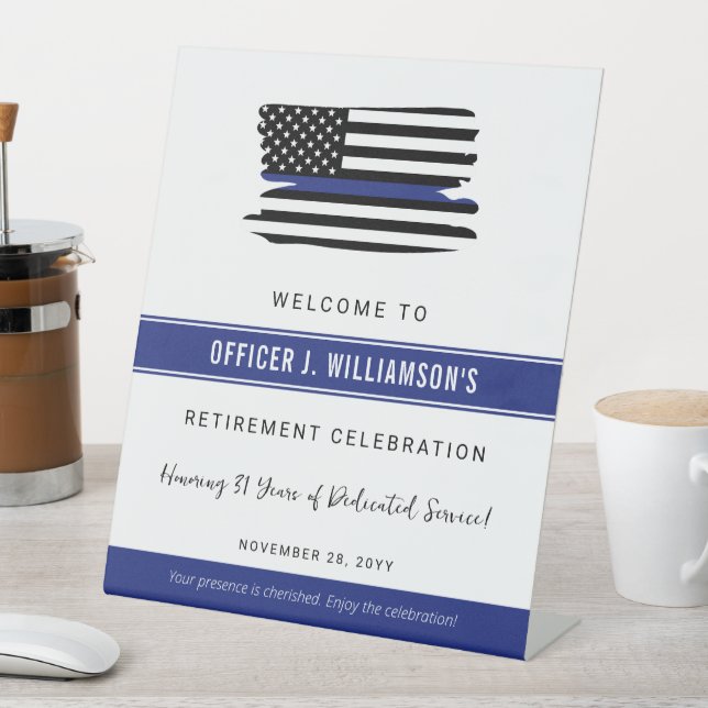 Personalized Police Retirement Celebration Pedestal Sign (In SItu)