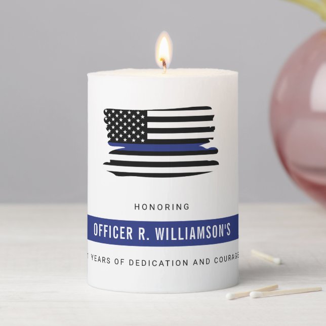 Personalized Police Retirement Celebration Pillar Candle (In Situ)