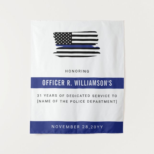 Personalized Police Retirement Celebration Tapestry (Front)