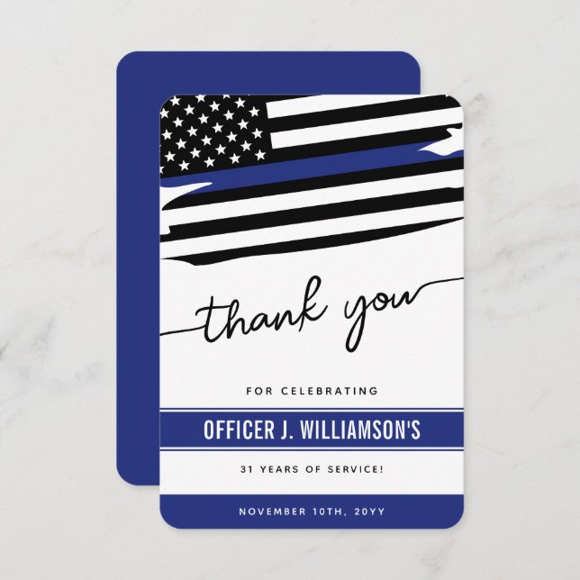 Personalized Police Retirement Celebration Thank You Card (Front/Back)