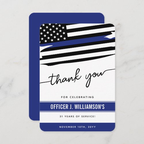 Personalized Police Retirement Celebration Thank You Card