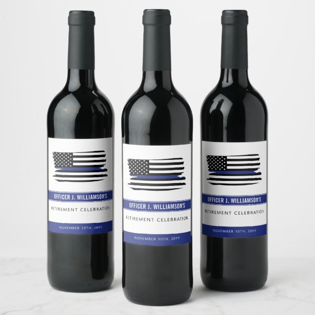 Personalized Police Retirement Celebration Wine Label (Bottles)