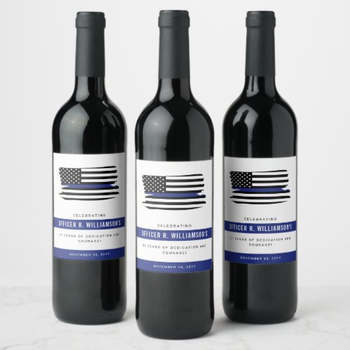 Personalized Police Retirement Celebration Wine Label