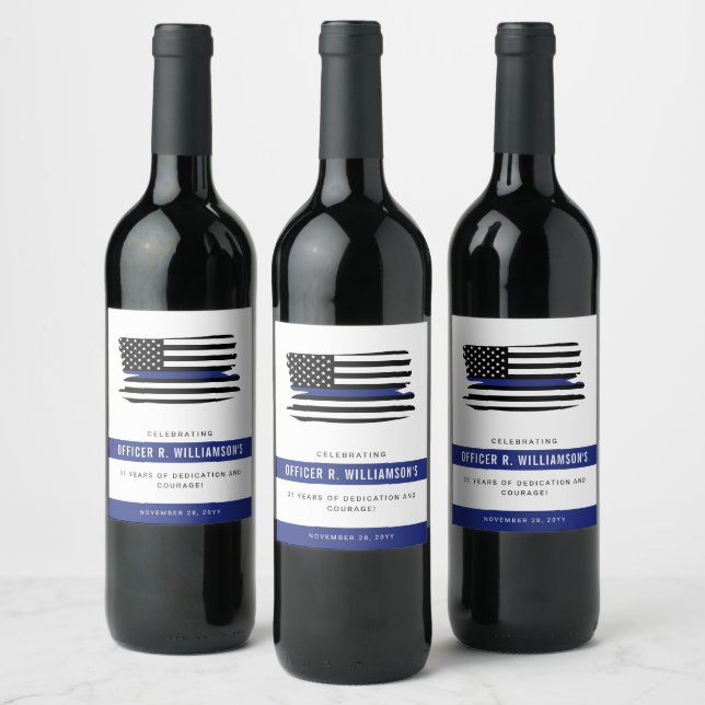 Personalized Police Retirement Celebration Wine Label (Bottles)