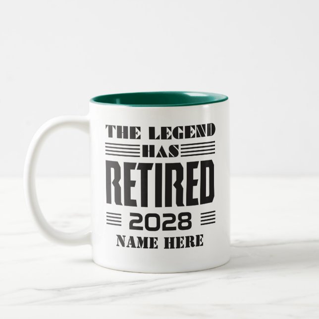 Personalized Police Retirement Legend Has Retired Two-Tone Coffee Mug (Left)