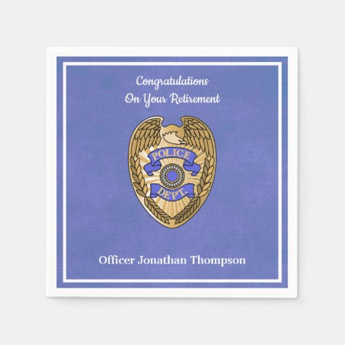 Personalized Police Retirement Party Napkins