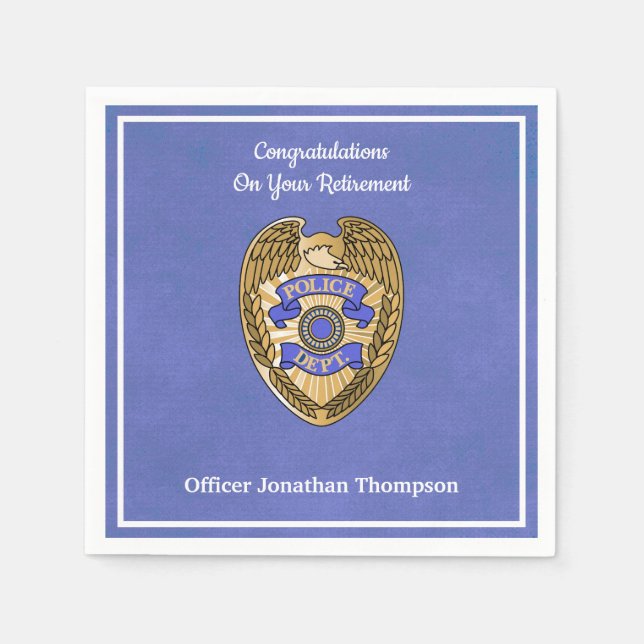 Personalized Police Retirement Party Napkins (Front)