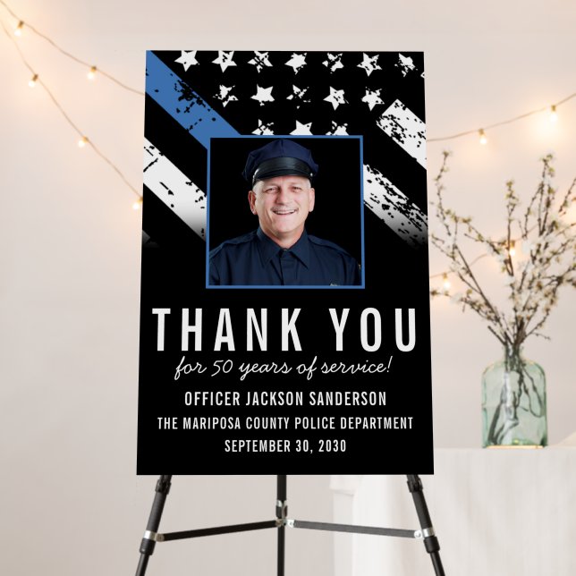 Personalized Police Retirement Photo Party Welcome Foam Board (In Situ (Stand))