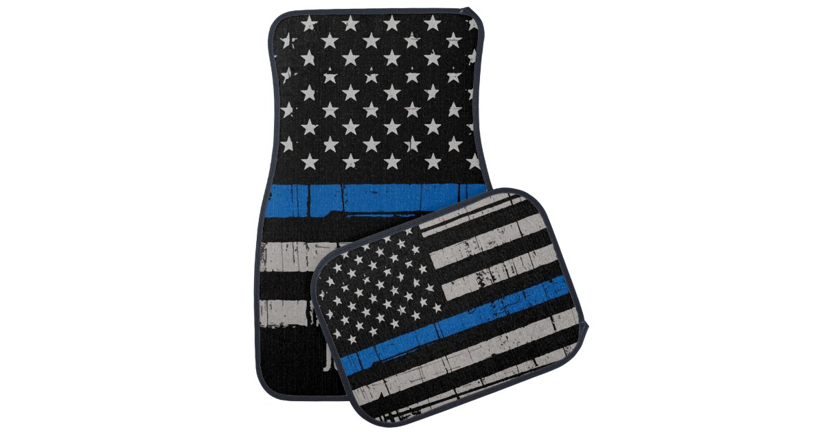 Personalized Police Thin Blue Line Car Floor Mat | Zazzle.com
