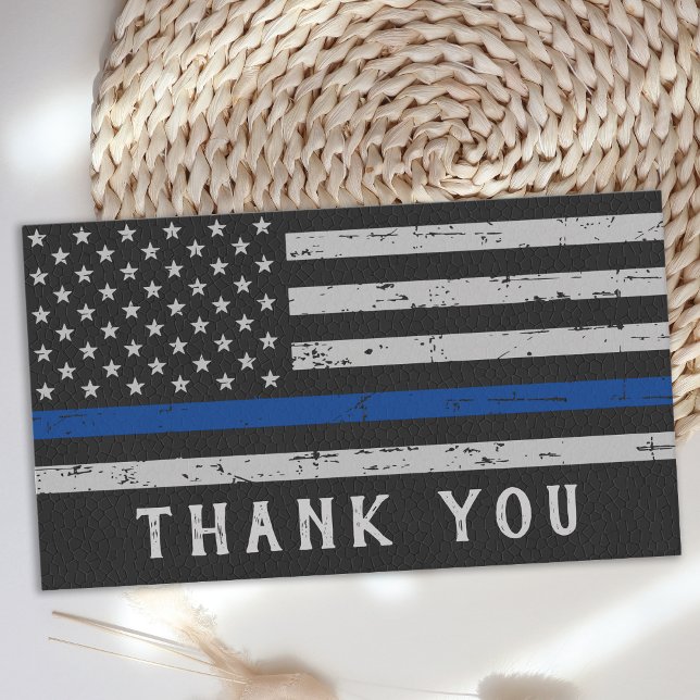 Personalized Police Thin Blue Line Thank You Business Card (Creator Uploaded)