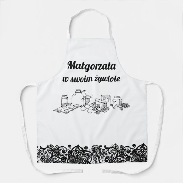 Personalized Polish apron with lace print (Front)