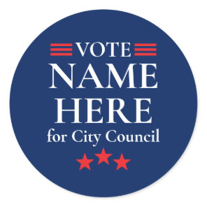 Personalized Political Election Campaign Candidate Classic Round Sticker
