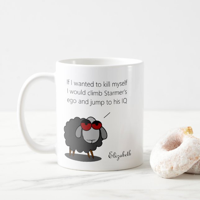 Personalized Political Starmer Funny IQ Humor Joke Coffee Mug (With Donut)
