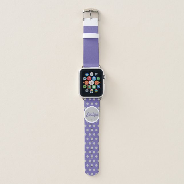 Personalized Polka Dot Apple Watch Band (Lavender) (Front)