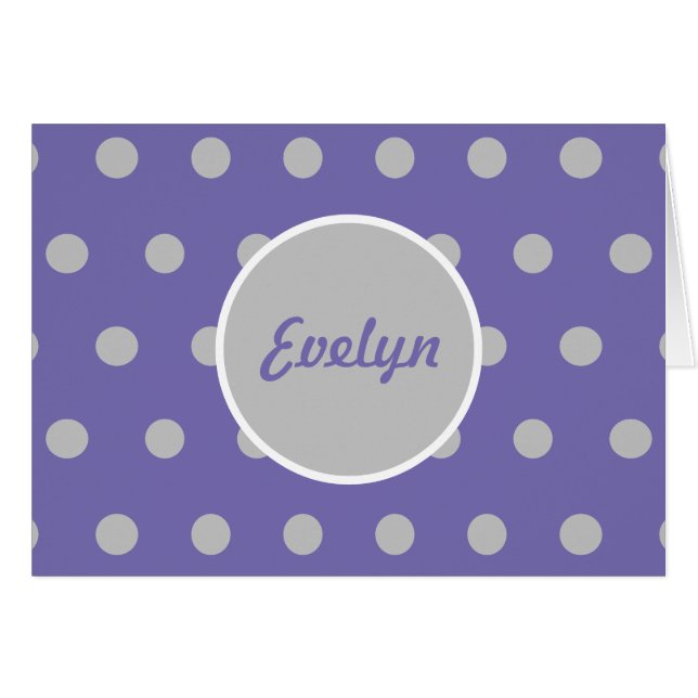 Personalized Polka Dot Blank Cards (Lavender) (Front Horizontal)