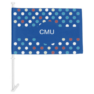 Personalized Polka dot Blue Logo Car Flag