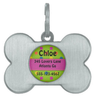 Personalized Polka Dot Bone Dog Tag
