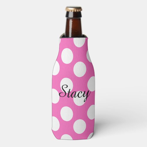 Personalized Polka Dot Bottle Cooler