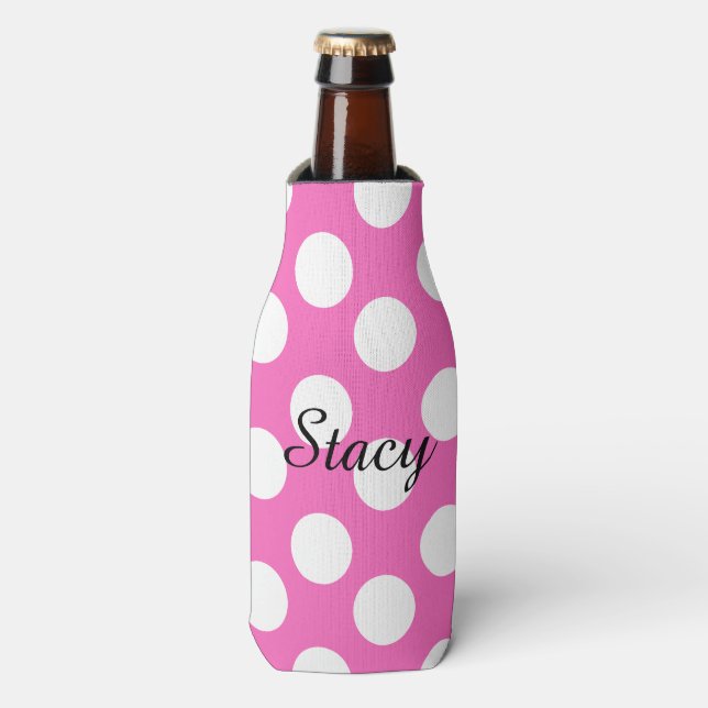 Personalized Polka Dot Bottle Cooler (Bottle Front)