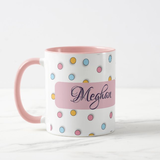 Personalized Polka Dot Coffee Mug (Left)