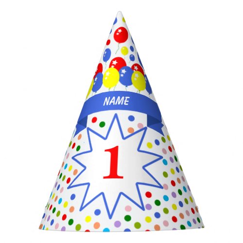 Personalized Polka Dot Colorful Birthday Party Hat