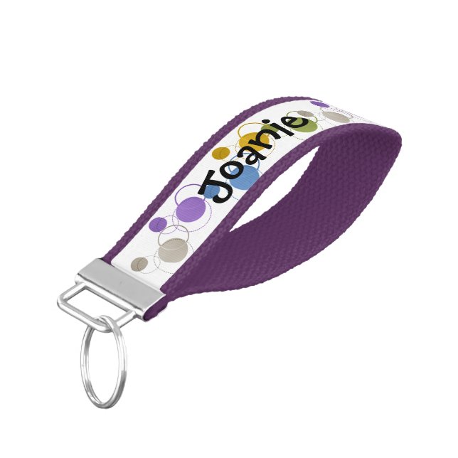 Personalized Polka Dot Designer Wrist Keychain (Angled Down)