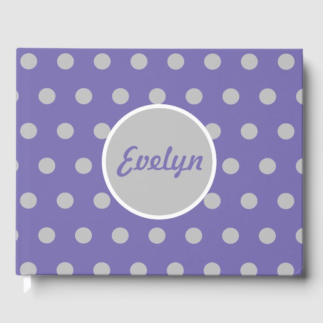 Personalized Polka Dot Guest Book (Lavender & Gray (Front)