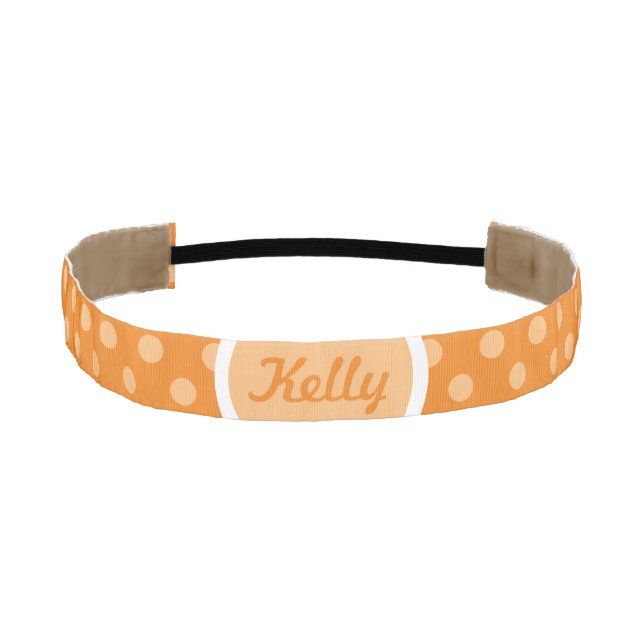 Personalized Polka Dot Headband (Orange) (Front)