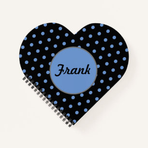 Personalized Polka Dot Heart Notebook (Black)