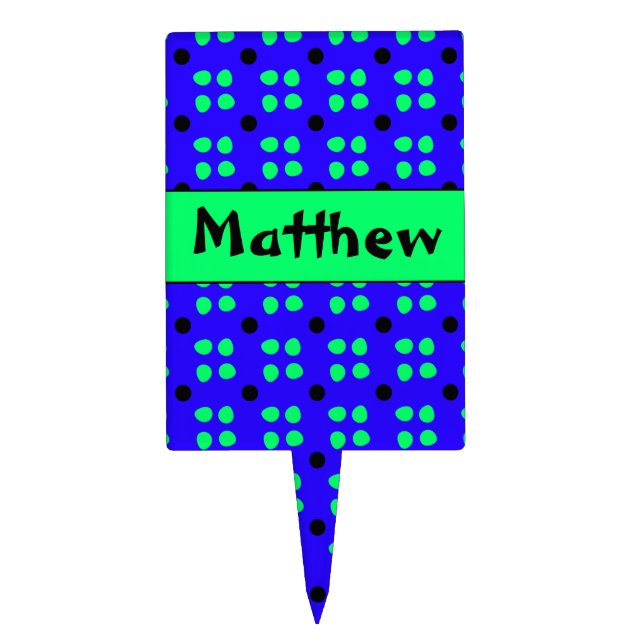 Personalized Polka Dot Pattern Cake Topper (Front)