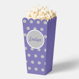 Personalized Polka Dot Popcorn Box (Lavender)