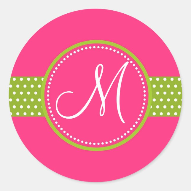 Personalized Polka Dot Ribbon Initial Stickers (Front)