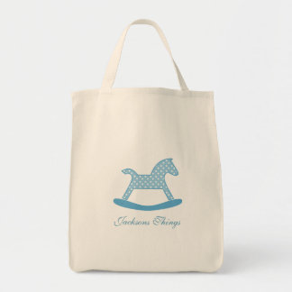 Personalized Polka Dot Rocking Horse Tote Bag