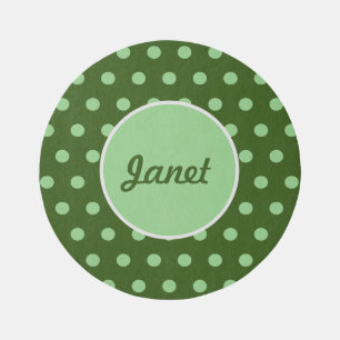 Personalized Polka Dot Round Outdoor Rug (Green)