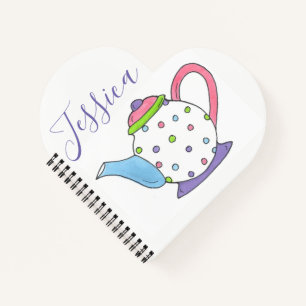 Personalized Polka Dot Teapot Tea Pot Party Time Notebook