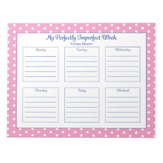 Personalized Polka Dot Weekly Planner Notepad