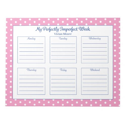 Personalized Polka Dot Weekly Planner Notepad