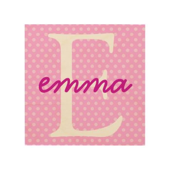 Personalized Polka Dot Wood Canvas by LemonLimeInk at Zazzle