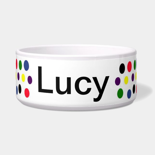 Personalized Polka Doted Dog Bowl (Front)