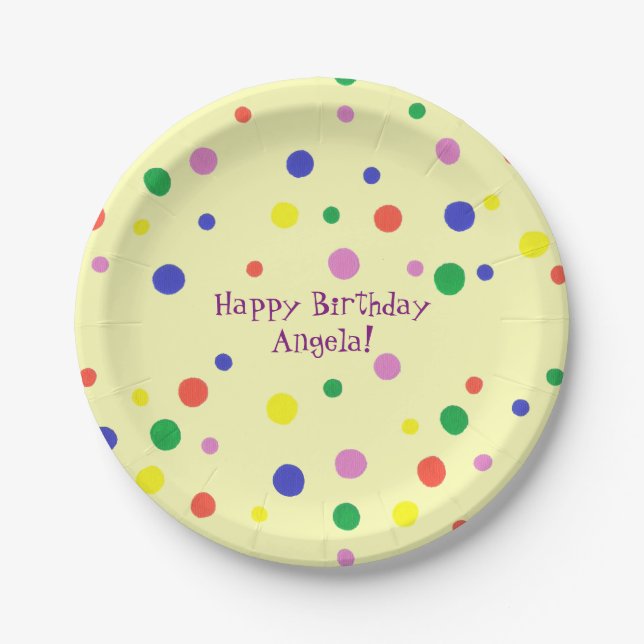 Personalized Polka Dots Birthday Plates (Front)