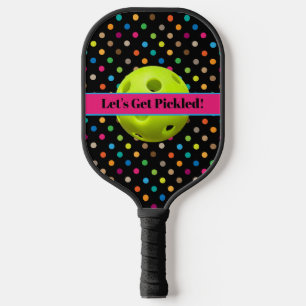 Personalized Polka Dots Let's Get Pickled Pickleball Paddle