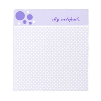 Personalized Polka Dots Notepads:Purple White Dots Notepad