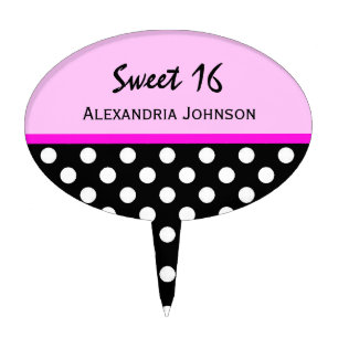 Personalized: Polkadot Sweet 16 Cake Pick