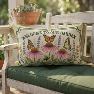 Personalized Pollinator Friendly Garden Sign Lumbar Pillow